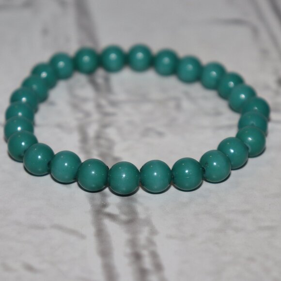 Pretty aqua green beaded bracelet 8" - Picture 1 of 3
